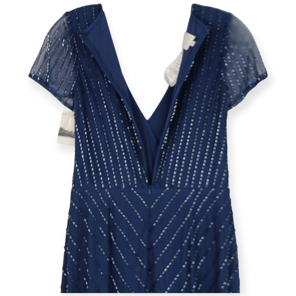 David's Bridal Beaded Short Sleeve V-Neck Dress Pleats SZ 8 NWT STYLE# WGINCL761 - Picture 9 of 10